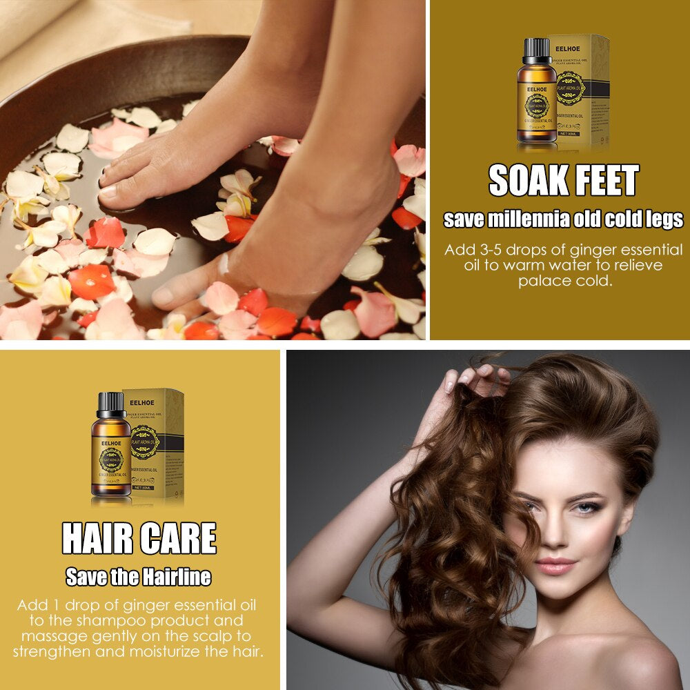 Ginger Essential Oils Body Slimming Massage Lose Weight Fat Burn Thin Leg Waist Sculpting Slim SPA Beauty Health Hair Care