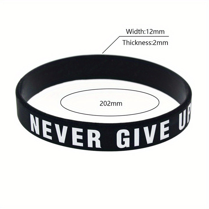 "Never Give Up" Motivational Silicone Bracelets Rubber Band Sports Wristbands Jewelry Inspirational Bracelets Gifts