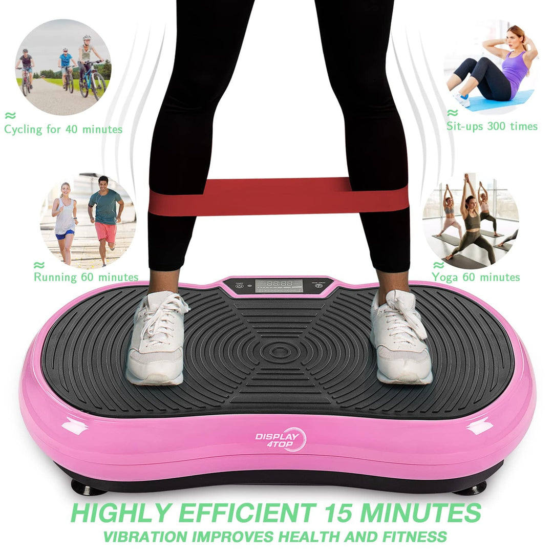 Ultra Slim Vibration Plate Exercise Machine,5 Programs + 180 Levels, Full Whole Body Vibration Machine for Home Fitness & Weight Loss,With Speakers (with Fitness Band)