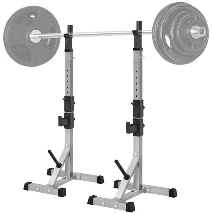 Yaheetech Pair of Adjustable Weights Bar Barbell Rack, Portable Squat Stand with Safety Spotters & Weight Plate Storage for Home Gym