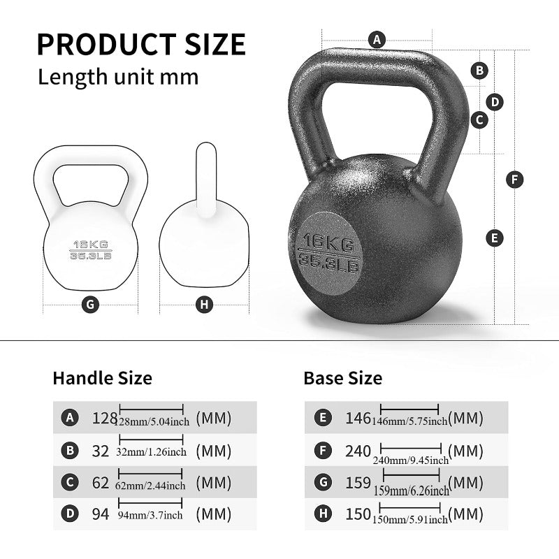 Cast Iron/Neoprene Coated Kettlebell Weight for Home Gym Fitness & Weight Training (4KG-24KG)