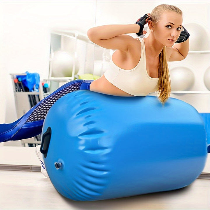 Extra-Large, Thick Yoga Ball with Pump - Versatile Fitness Roller for Tumbling, Cheerleading & Bounce Training - Durable PVC Material, Blue