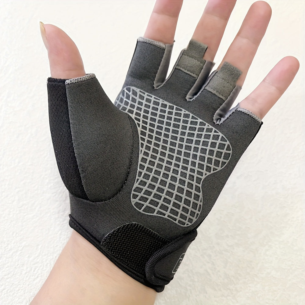 Women's Anti-Slip Sports Gloves - Perfect for Cycling, Gym, Weightlifting & Dumbbells | Durable Polyester, Hook & Loop Closure, All-Season Knit Fabric