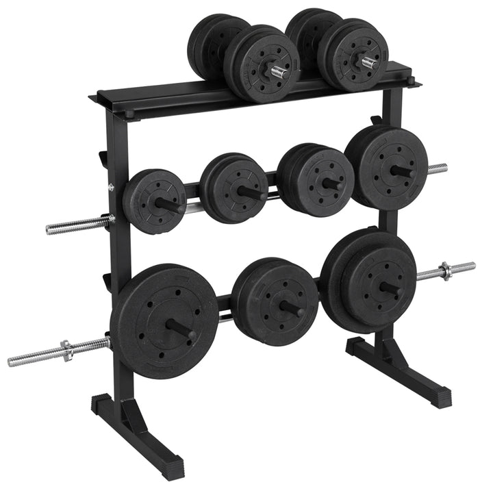 Yaheetech 3 Tier Dumbbell Barbell Rack Weight Plate Storage Holder Weight Bar Rack for Gym Home Fitness Equipment 300kg