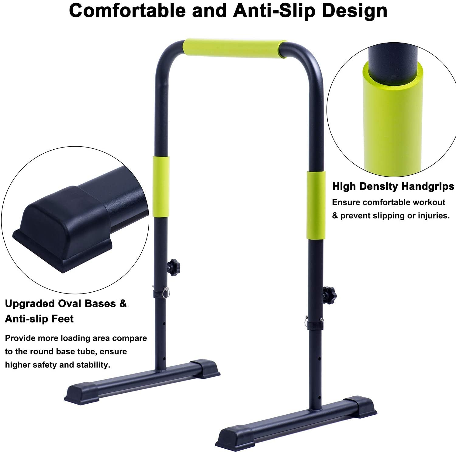 Height Adjustable Push up Stand Parallettes Dip Bar Station Heavy Duty Body Press Bar Strength Training Equipment for Home Gym
