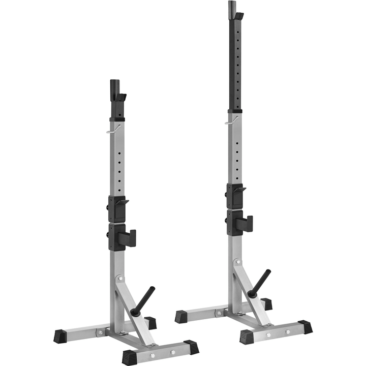 Yaheetech Pair of Adjustable Weights Bar Barbell Rack, Portable Squat Stand with Safety Spotters & Weight Plate Storage for Home Gym