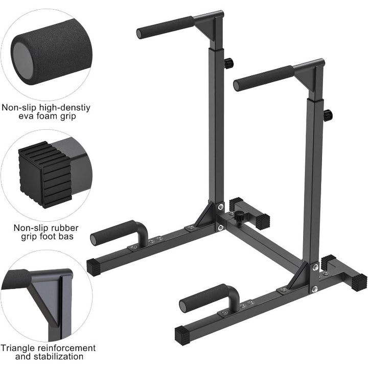 Heavy Duty Dip Bar, Sturdy Dip Station with Adjustable Height, Multi-Function Parallel Bars for Home Gym Strength Training