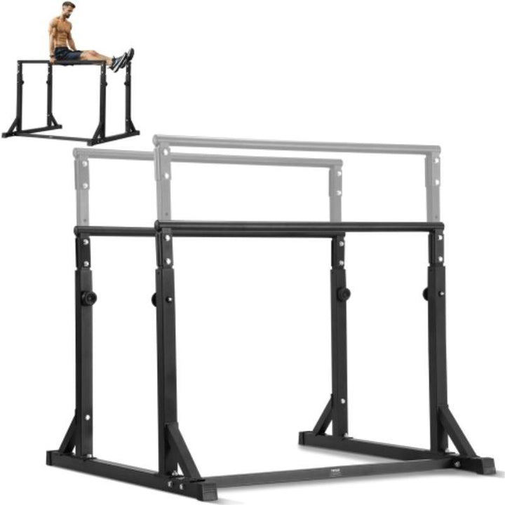 Heavy-Duty Adjustable Dip Bar Station - 362.87KG Capacity, Ideal for Strength Training & Home Gym Workouts, Black Iron Parallette Push Up Bars