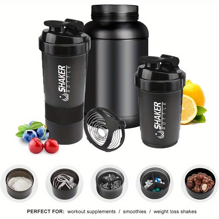 1pc 500ml/17oz Shaker Bottle with Mixing Ball, Durable & Leakproof - Ideal for Gym & Outdoor Fitness Activities