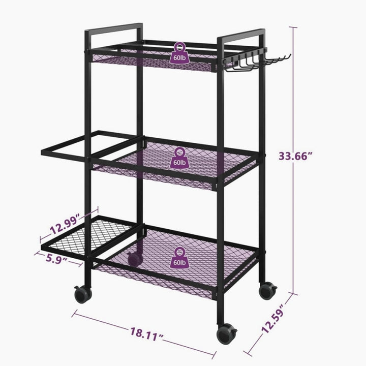 Dumbbell Rack, Yoga Mat Storage Rack, Workout Equipment Storage Rack for Dumbbells Kettlebells Yoga Mat and Balls, Home Gym Storage Organizer with Hooks and Wheels