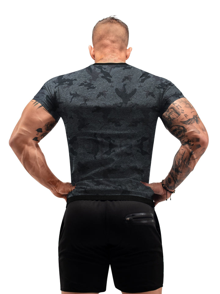 Men's Solid Skinny Fit Crew Neck And Short Sleeve Sauna Sweat T-shirt, Stretchable And Active Sports Tops Versatile For Summer Body-shaping, Fitness And Gym Wear