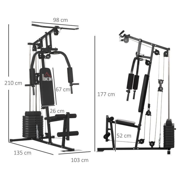 Multi Gym with Weights, Multifunction Home Gym Machine with 45kg Weight Stack for Full Body Workout and Strength Training