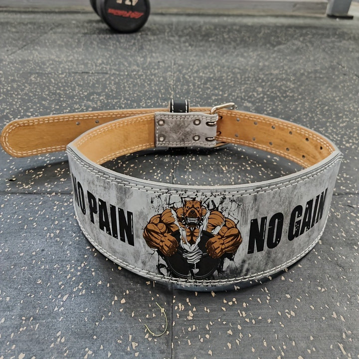 1pc "No Pain No Gain" Weightlifting Belt for Men & Women, HD Violent Dog Design, Heavy Duty Gym Workout Belt for Deadlifts & Squats, Ultra-Fine Leather Material, Versatile for Valentine's, Thanksgiving, Christmas, New Year, F