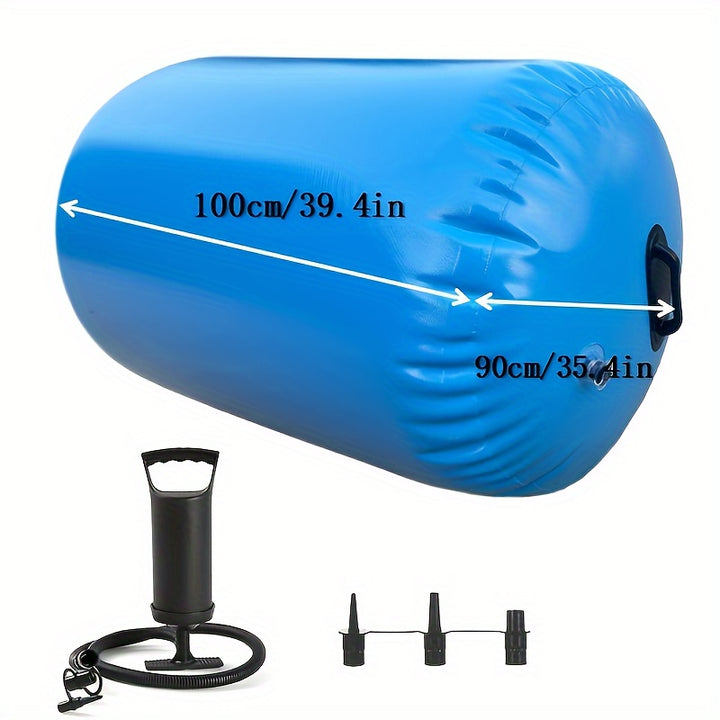 Extra-Large, Thick Yoga Ball with Pump - Versatile Fitness Roller for Tumbling, Cheerleading & Bounce Training - Durable PVC Material, Blue