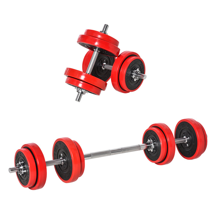 20KGS 2-In-1 Dumbbell & Barbell Adjustable Set Strength Muscle Exercise Fitness Plate Bar Clamp Rod Home Gym Sports Area