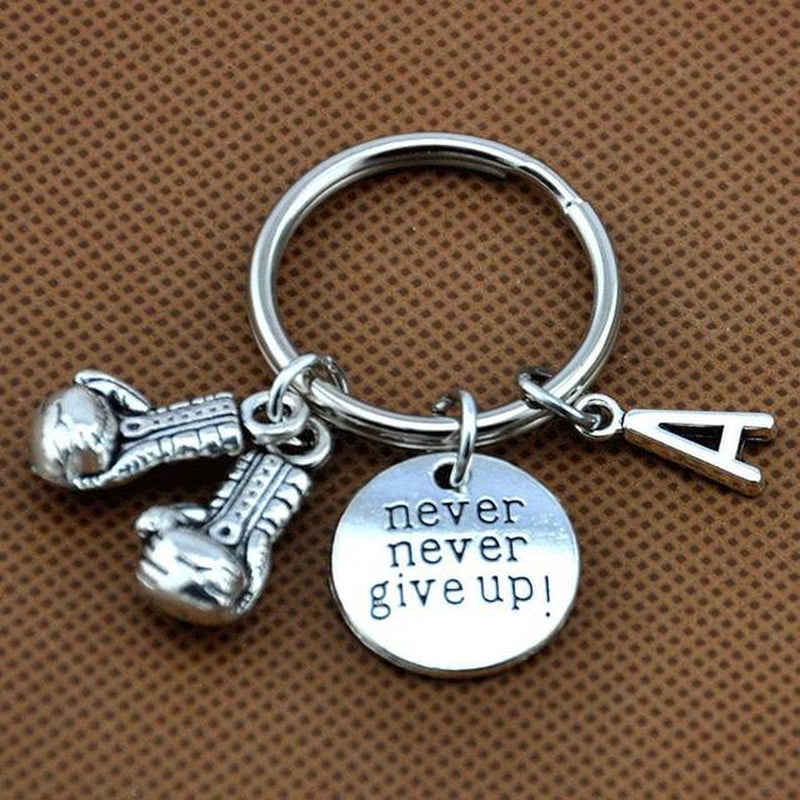 Never Never Give up Boxing Gloves 26 Letters Inspirational Boxer Gift Keychains Key Ring
