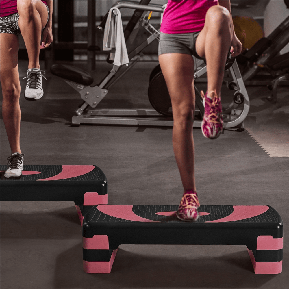 Yaheetech Aerobic Stepper with Risers, Exercise Step Platform with 3 Adjustable Heights for Home Gym