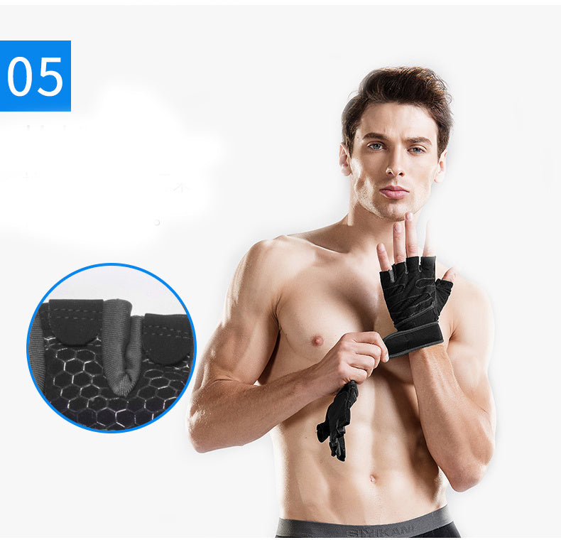 Unisex Fitness Gloves: Non-Slip Wrist Guards for Dumbbell, Horizontal Bar & Riding Exercise Training