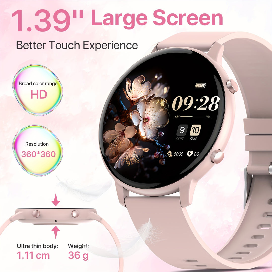 Smart Watch for Women, 1.39" Full Touch Screen, Smart Phone Watch with Answer and Make Calls, Message Push, for IPhone and Android, Fitness Tracking Watch, Pedometer, Distance, Calorie, 100+ Exercise Modes, Sports Smart Brace