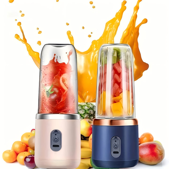 Portable Blender Set with Dual Cups, USB Rechargeable, Lemon Juicer, Multifunctional Fruit Mixer, Ice Crusher, Food-Grade ABS, 0.3-0.5L Capacity, with 1500mAh Lithium Battery, for Outdoor, Home, Camping, and Travel