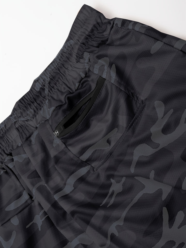 Men's Camouflage Pattern Double-layer Shorts With Drawstring And Pockets, Quick Dry And Comfy Shorts For Summer Fitness, Basketball And Running Wear