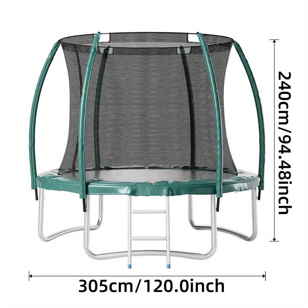 3.05meter Round Trampoline with Enclosure Net, Safety Pad & Ladder - Durable PP+PE+PVC Outdoor Jumping Bed for Backyard Party Exercise & Activity