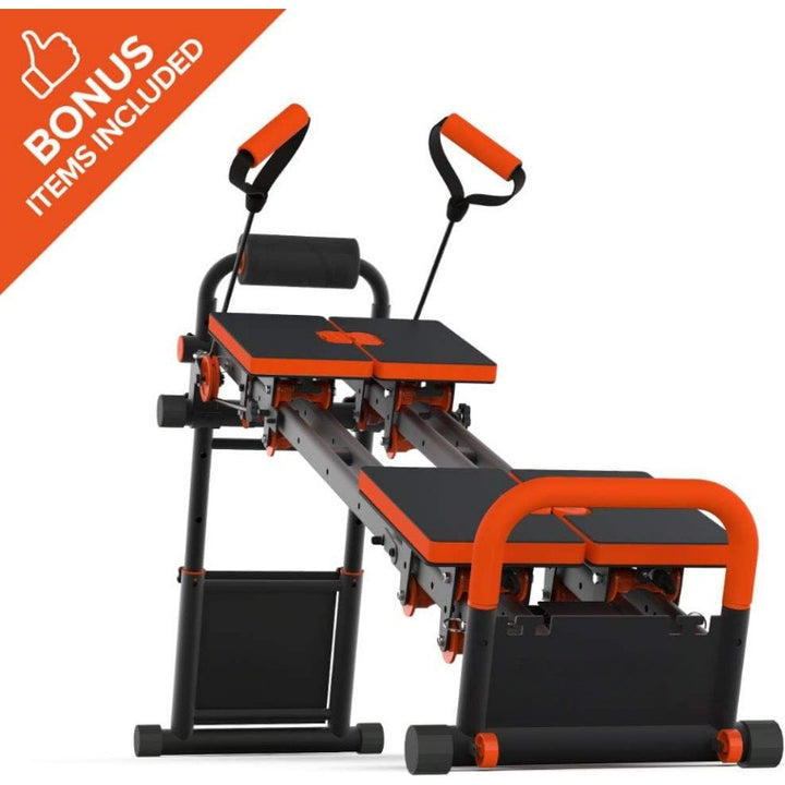 Fitness Equipment MultiGym Home Workout Machine, Collapsible & Easy Assemble, Adjustable Positioning for Total Body, Orange, Large