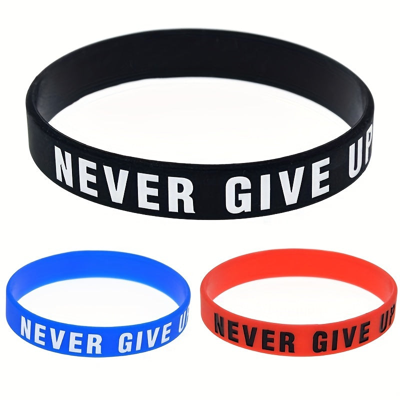 "Never Give Up" Motivational Silicone Bracelets Rubber Band Sports Wristbands Jewelry Inspirational Bracelets Gifts