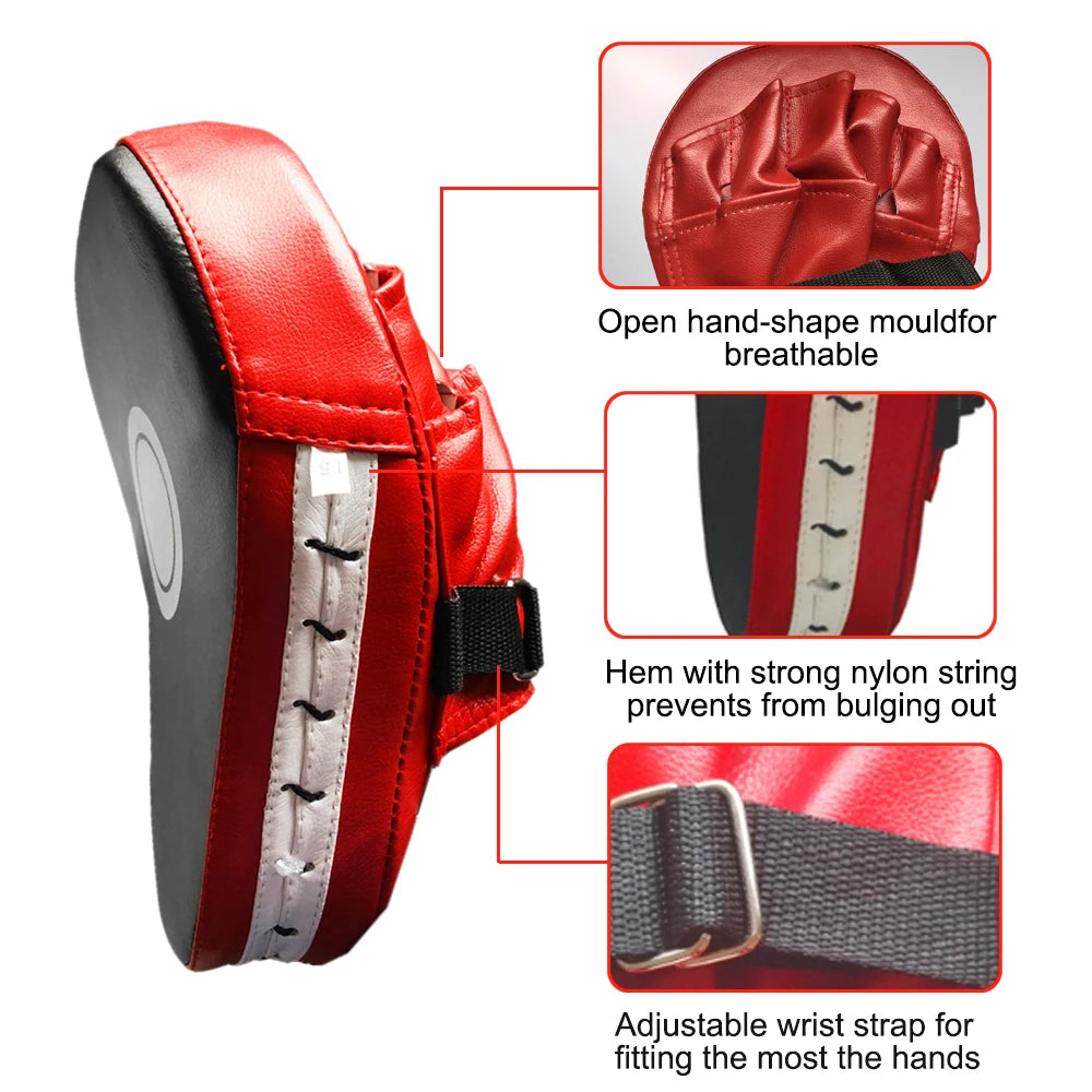 Curved Boxing Muay Thai Hand Target Sanda Training Thickened Earthquake-Resistant Curved Baffle PU Leather 5-Finger Hand Target