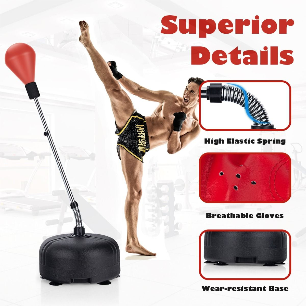 Punching Bag with Stand and Gloves