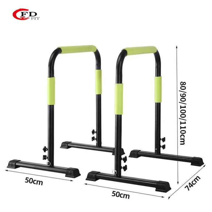 Height Adjustable Push up Stand Parallettes Dip Bar Station Heavy Duty Body Press Bar Strength Training Equipment for Home Gym