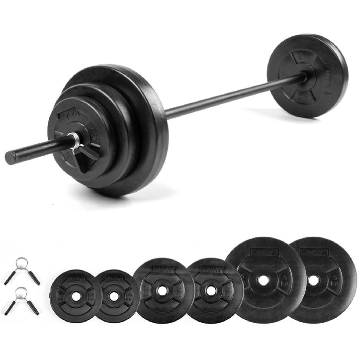 Barbell Weight Set - 20kg Adjustable Barbell Set for Men and Women - Knurled Bar for Exercise, Muscle & Strength Training at Home & Gym - Weight: up to 20kg