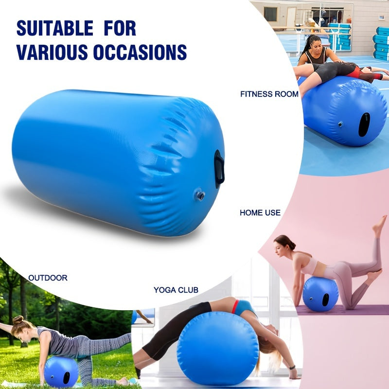 Extra-Large, Thick Yoga Ball with Pump - Versatile Fitness Roller for Tumbling, Cheerleading & Bounce Training - Durable PVC Material, Blue