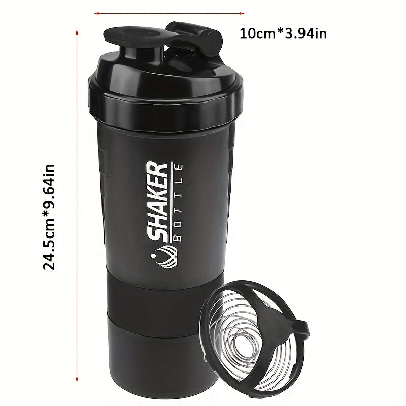 1pc 500ml/17oz Shaker Bottle with Mixing Ball, Durable & Leakproof - Ideal for Gym & Outdoor Fitness Activities