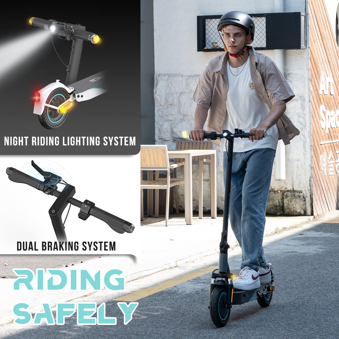 RCB Electric Scooter, 500W Motor R19 Electric Scooters Adult, Max 25km/h, 30-35KM Range, 10 Inch Tires, 3 Speed Mode, Double Braking System Fast E Scooter for Adults and Teens