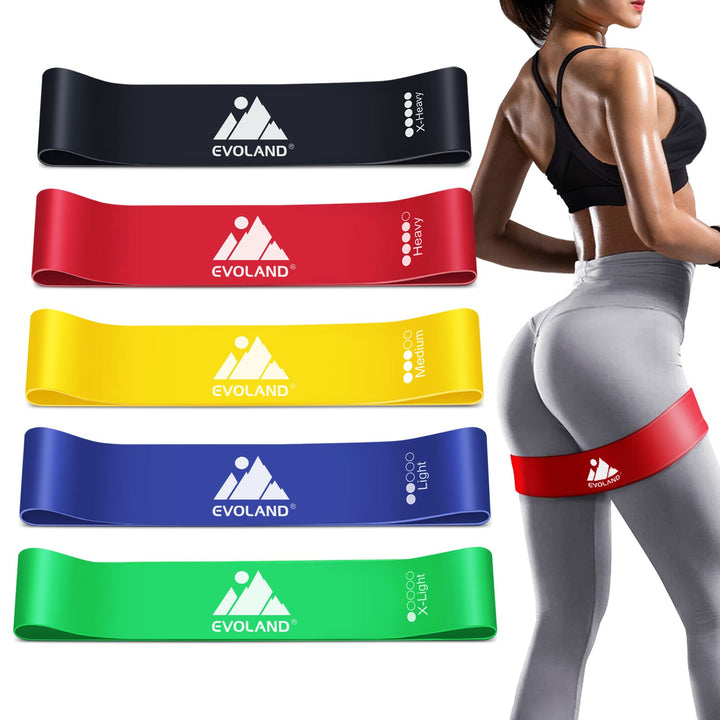 Fitness Bands, Set of 5, Gymnastics Band, Strength Training, Resistance Bands Set, Natural Rubber Resistance Bands with 5 Levels, Training Bands for Arms and Legs, Exercise for Yoga, Pilates, Guyutao