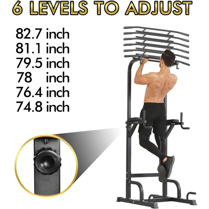 Power Tower Dip Station Adjustable Pull Up & Dip Stands Multi-Function Strength Training Pull up Bar Fitness Equipment for Home Gym