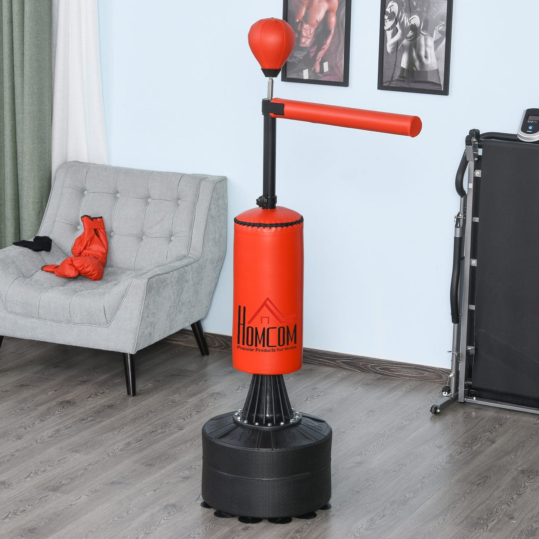 155-205cm 3-IN-1 Freestanding Boxing Punch Bag Stand with Rotating Flexible Arm, Speed Ball, Waterable Base