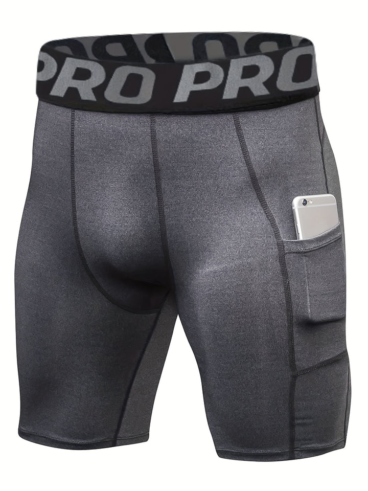 3pcs Men's High-Elastic Compression Shorts - PRO Pro Pro Design, Breathable & Stretchy Fabric, Perfect for Gym, Running & Sports Activities, Black with Side Pockets, Plus Size Shorts