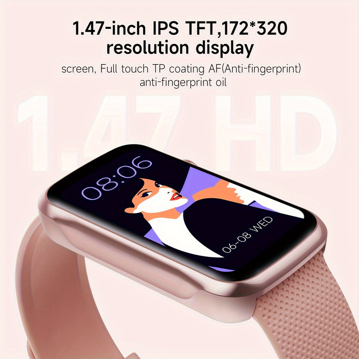 Smart Fitness Tracker with 3.73cm HD IPS Display, 100+ Sports Modes, Universal Men & Women Smartwatch, USB Charging, 180mAh Battery, Wireless Connectivity, Rechargeable Lithium Polymer Battery