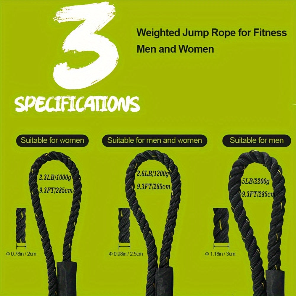 1pc Fitness Weighted Jump Rope - 3lbs/5lbs(1.36kg/2.27kg) Weighted Jump Rope For Gym Training, Full Body Exercise