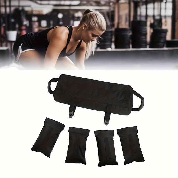 Adjustable Weightlifting Sandbag Set - Durable Oxford Fabric, Black, with Secure Straps & Carry Handle for Indoor/Outdoor Fitness, Labor Day Gift, Versatile Workout Tool|Functional Design|Flexible Weight Bags, Gym Bag