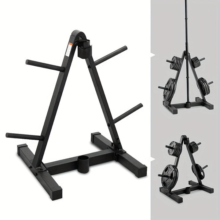 Weight Plate And Barbell Storage Rack - Compact Design 265 Lbs Max Weight