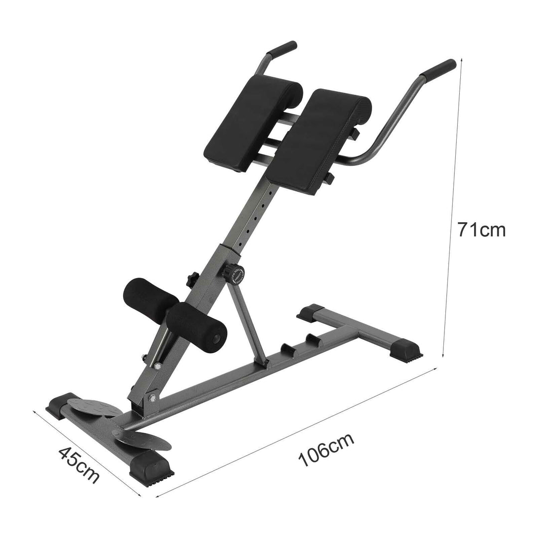 6in1 Ab Workout Equipment Adjustable Roman Chair Back Hyperextension Bench Health Fit Dumbbell Trainer incl Dip Bar for Strengthening Foldable Multi-Workout Sit Up Home Trainer