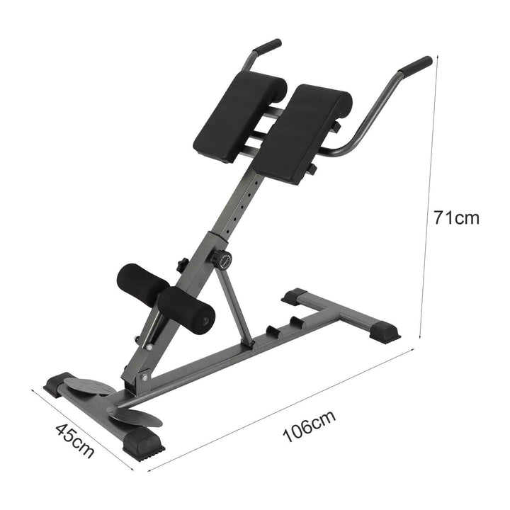 6in1 AB Workout Equipment Adjustable Roman Chair Back Hyperextension Bench Health Fit Dumbbell Trainer incl Dip Bar for Strengthening Foldable Multi-Workout Sit Up Home Trainer