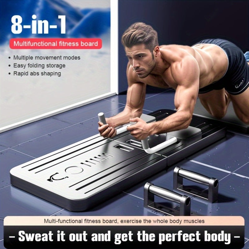 8-in-1, integrated fitness board, suitable for Pilates and core strength training, foldable and portable, suitable for home gyms, burning and muscle shaping, made of ABS material, no need to charge fitness equipment