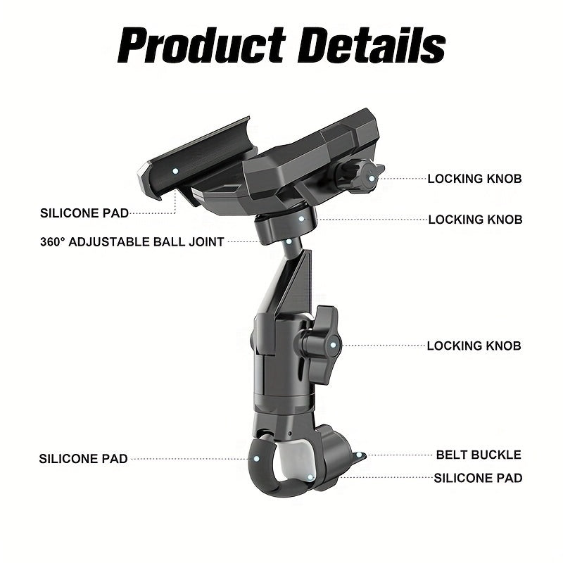 Universal Bike Handle Mount: Adjustable and Secure for Motorcycles, Bicycles, and Scooters - Suitable for 10.67-17.78 cm Smartphones - ABS Material