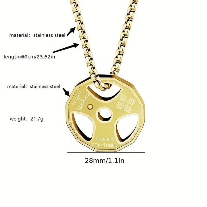 Fitness Dumbbell Pieces Sports Barbell Necklace, Men's Trendy Pendant Titanium Steel Jewelry, Versatile Accessories