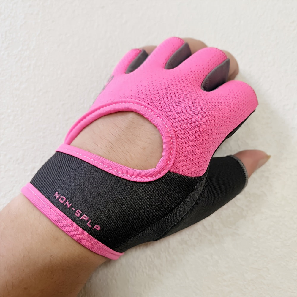 Women's Anti-Slip Sports Gloves - Perfect for Cycling, Gym, Weightlifting & Dumbbells | Durable Polyester, Hook & Loop Closure, All-Season Knit Fabric