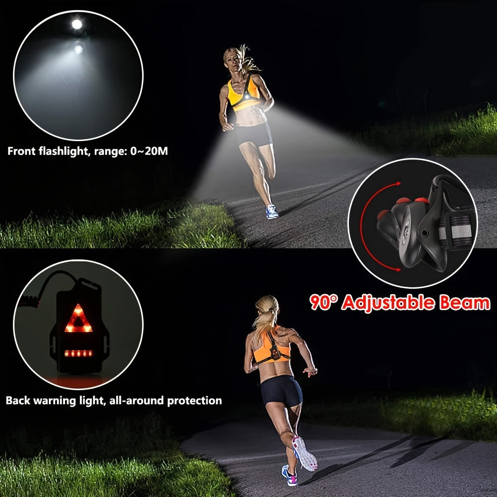 Outdoor USB Rechargeable Night Running Lights: LED Chest Lamp For Camping, Hiking, Running & Jogging - Enhance Your Outdoor Adventures!